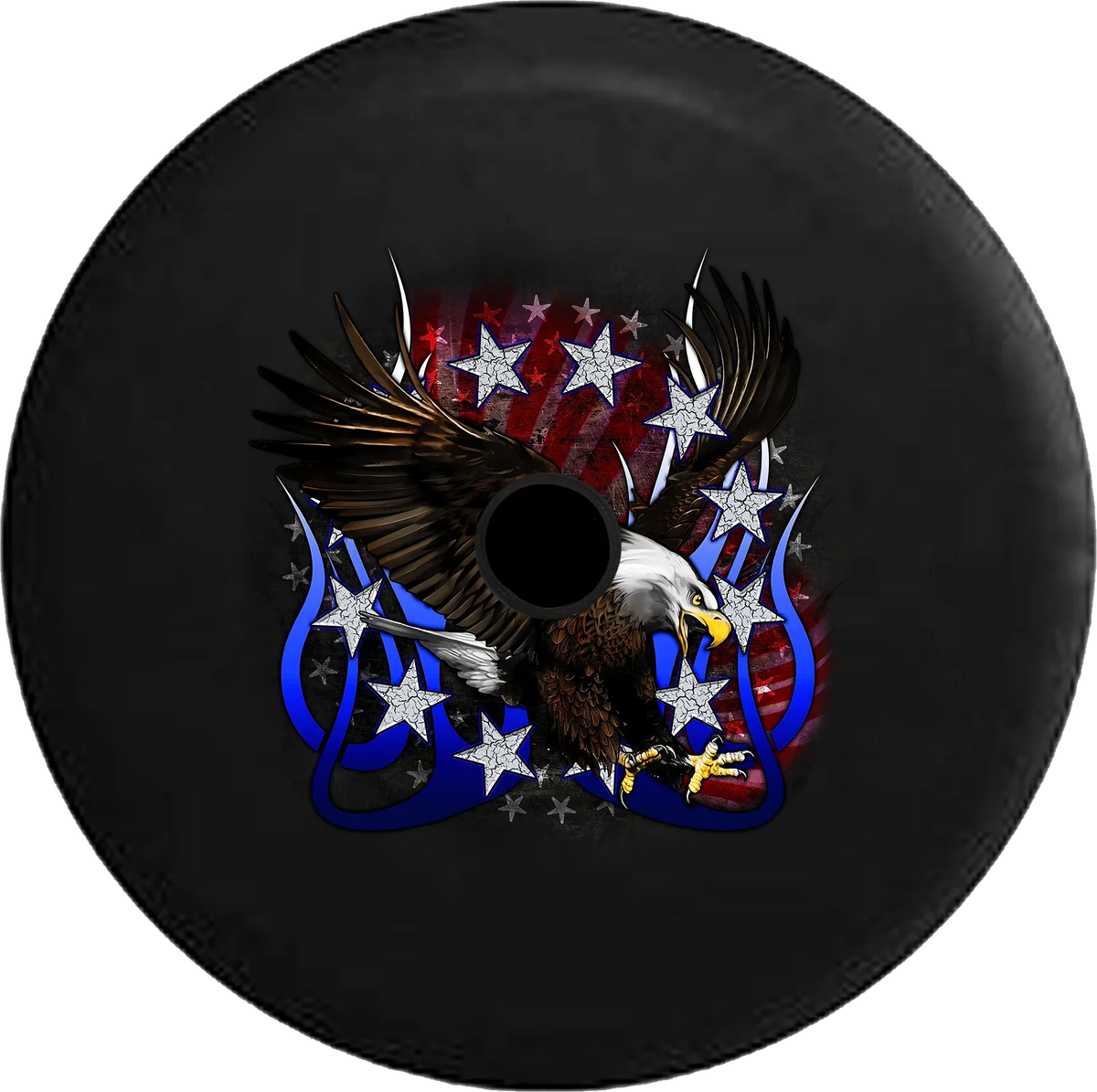 2018 2019 Wrangler JL Backup Camera Sizetars & Sizetripes American Eagle Tribal Flames Vintage Cracked Sizepare Tire Cover for Jeep RV 33 Inch