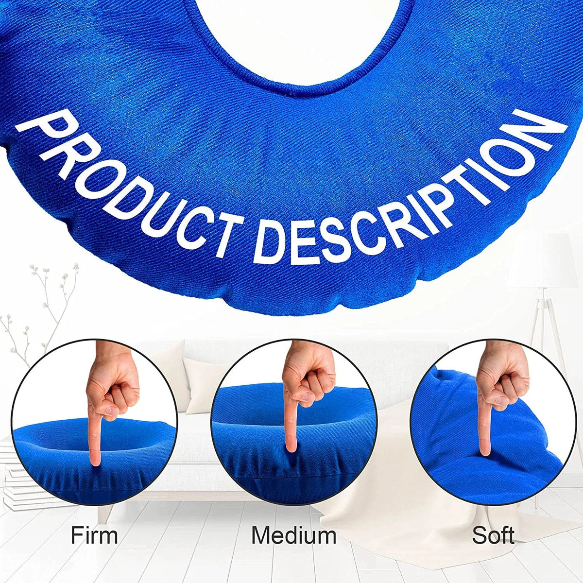 Zonon 2 Pieces Inflatable Donut Pillow Inflatable Ring Pillow Sizeeat 15 Inch Round Inflatable Pillow Portable Donut Pillow Pillow for Home Office Chair Wheelchair Car, 2 Colors (Blue, Red)