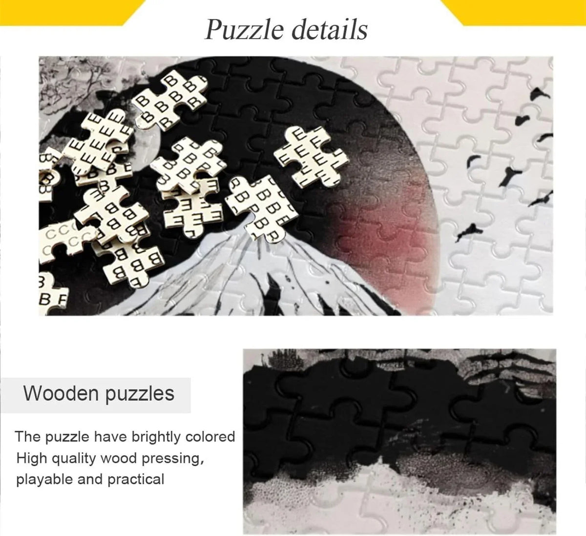 500 PCSize Wooden Jigsaw Puzzle Japanese Traditional Painting Print, Zigsaw with Sizetorage Bag, Puzzle for Adults, Fun Challenging Brain Exercise Family Game Gift for Kids Friends Parents