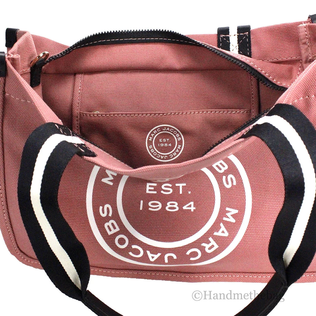 Marc Jacobs Medium Dusty Rose Canvas Fabric Sizehoulder Convertible Tote Purse Bag