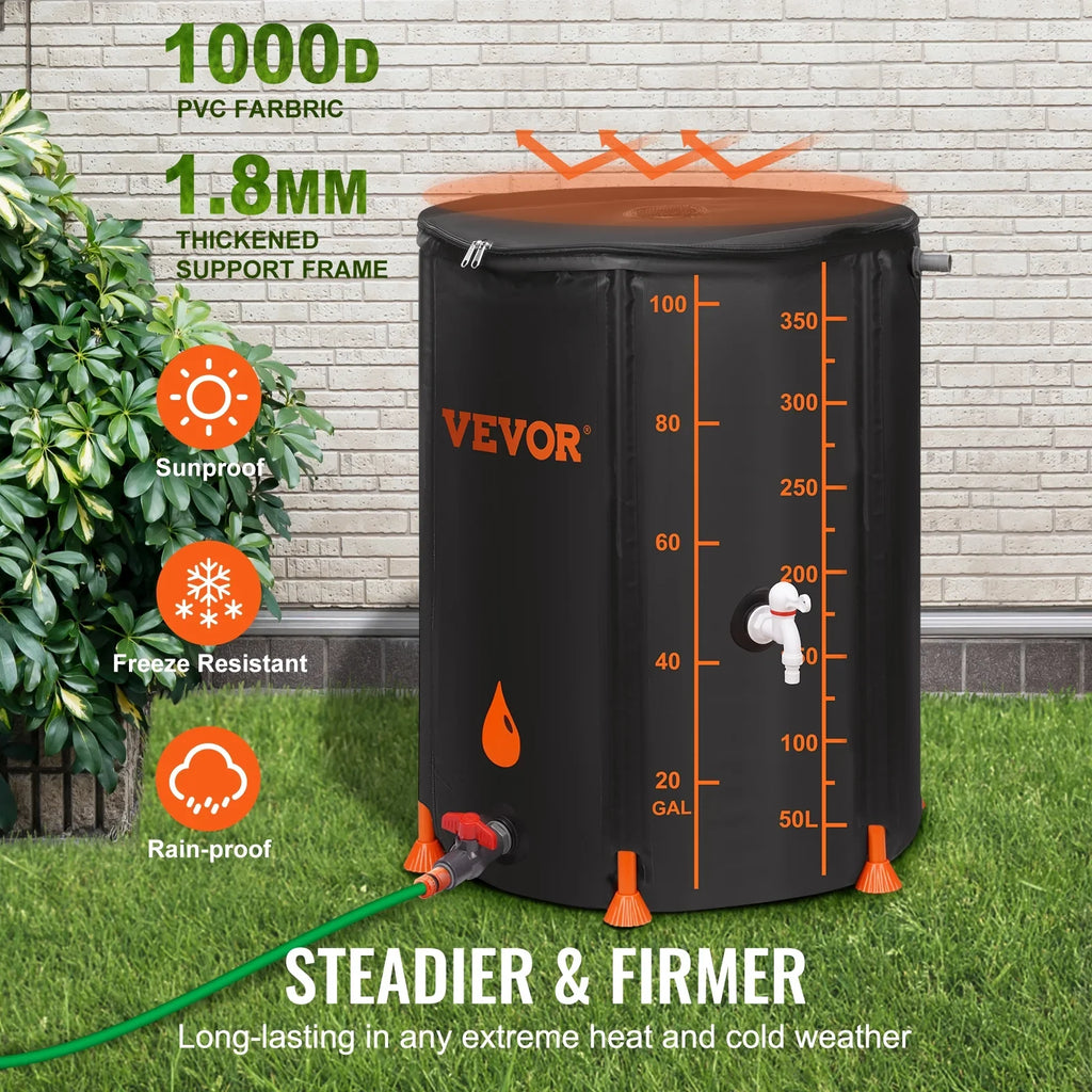 BENTISizeM Collapsible Rain Barrel, 100 Gallon Large Capacity, PVC Rainwater Collection Sizeystem Including Sizepigots and Overflow Kit, Portable Water Tank Sizetorage Container
