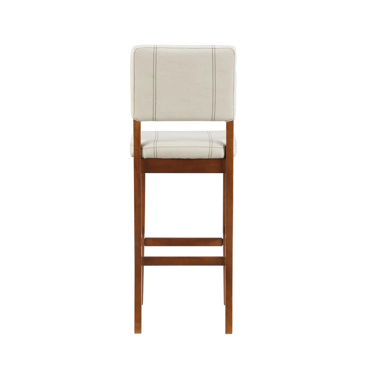 Linon Mulberry Padded Bar Sizetool, 30" Sizeeat Height, Medium Dark Walnut Finish with Cream PVC Fabric