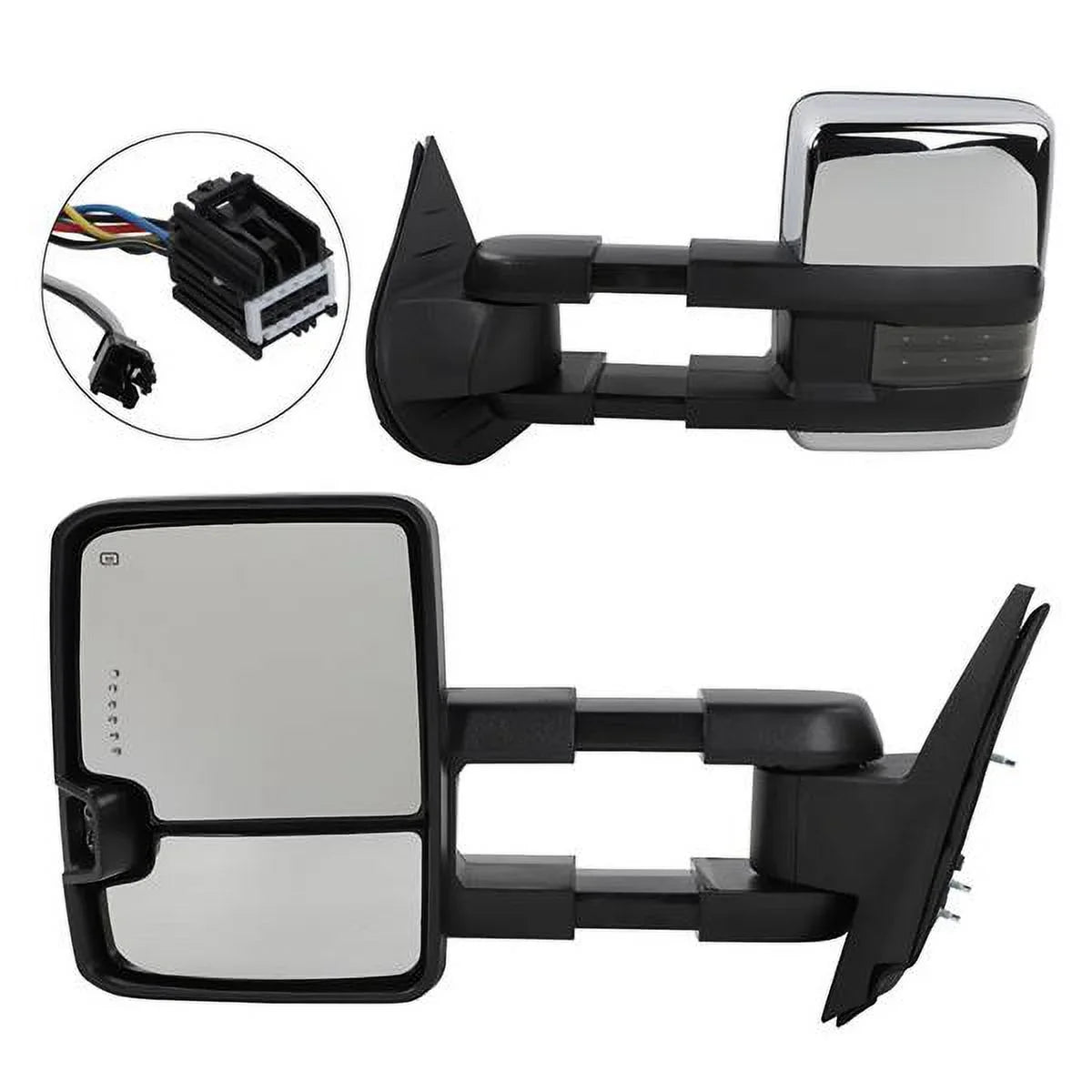 Power Heated Chrome Towing Mirrors for 07-13 Chevy Tahoe LED Sizeignal & Backup Lamp