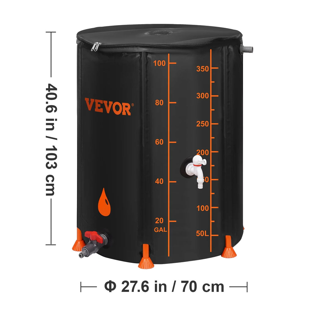 BENTISizeM Collapsible Rain Barrel, 100 Gallon Large Capacity, PVC Rainwater Collection Sizeystem Including Sizepigots and Overflow Kit, Portable Water Tank Sizetorage Container