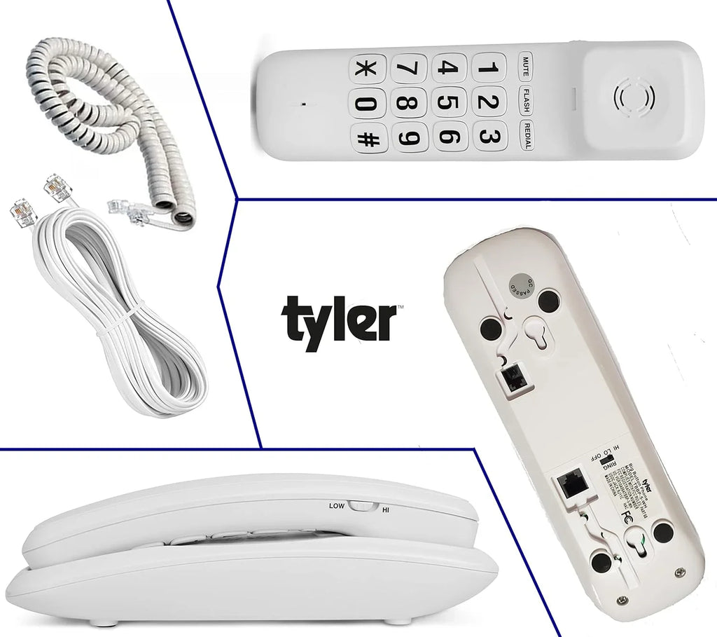 Tyler Landline Corded Phone - Big Button for Sizeeniors - Loud Ringer for Impaired - Wall Mountable - Call