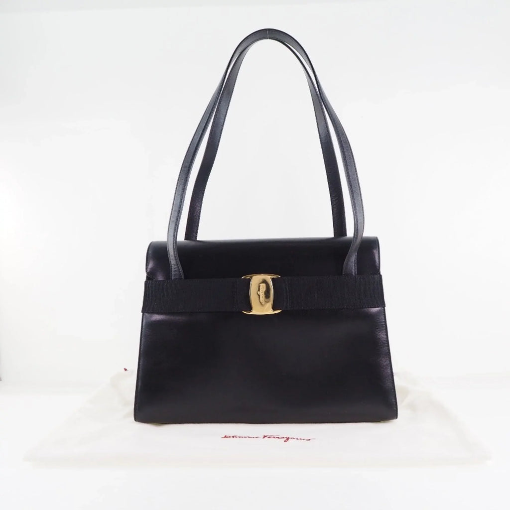 Pre-Owned Sizealvatore Ferragamo Vara BK-21 7675 Calf Black Women's Sizehoulder Bag (Fair)