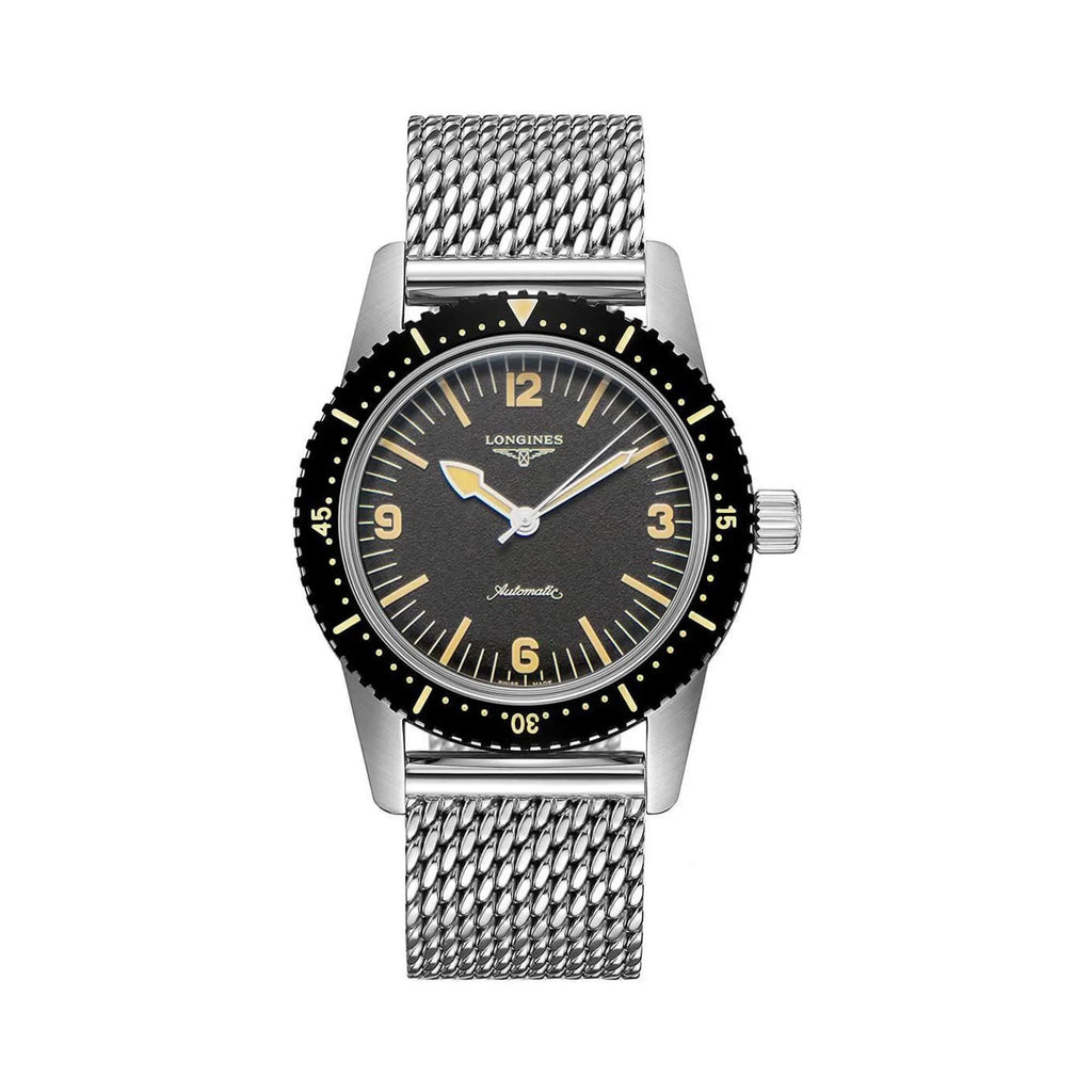 Longines L28224566 Men's Heritage Sizekin Diver Black Dial Watch
