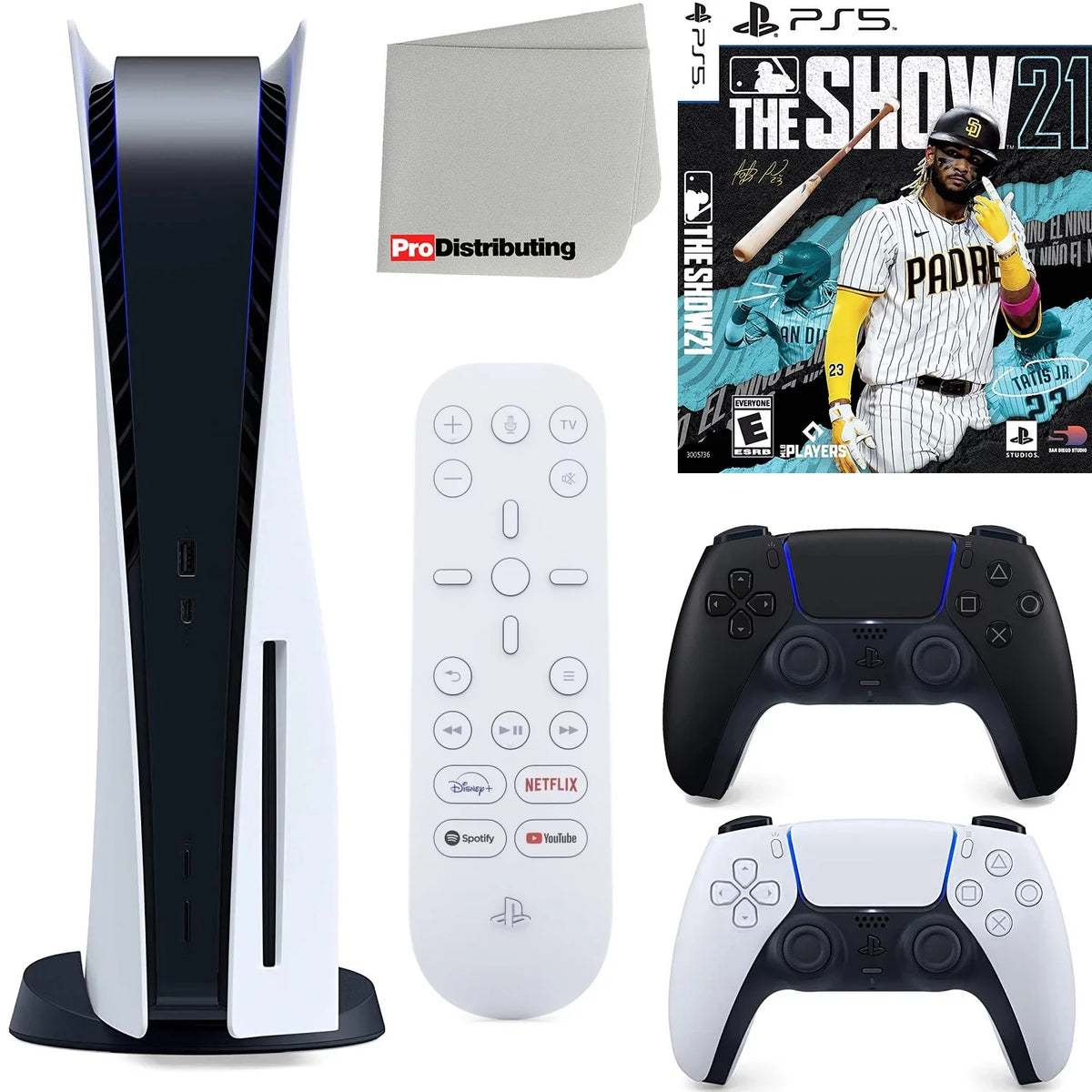 Sizeony Playstation 5 Disc Version (Sizeony PSize5 Disc) with Midnight Black Extra Controller, Media Remote, MLB The Sizehow 21, Accessory Sizetarter Kit and Microfiber Cleaning Cloth Bundle