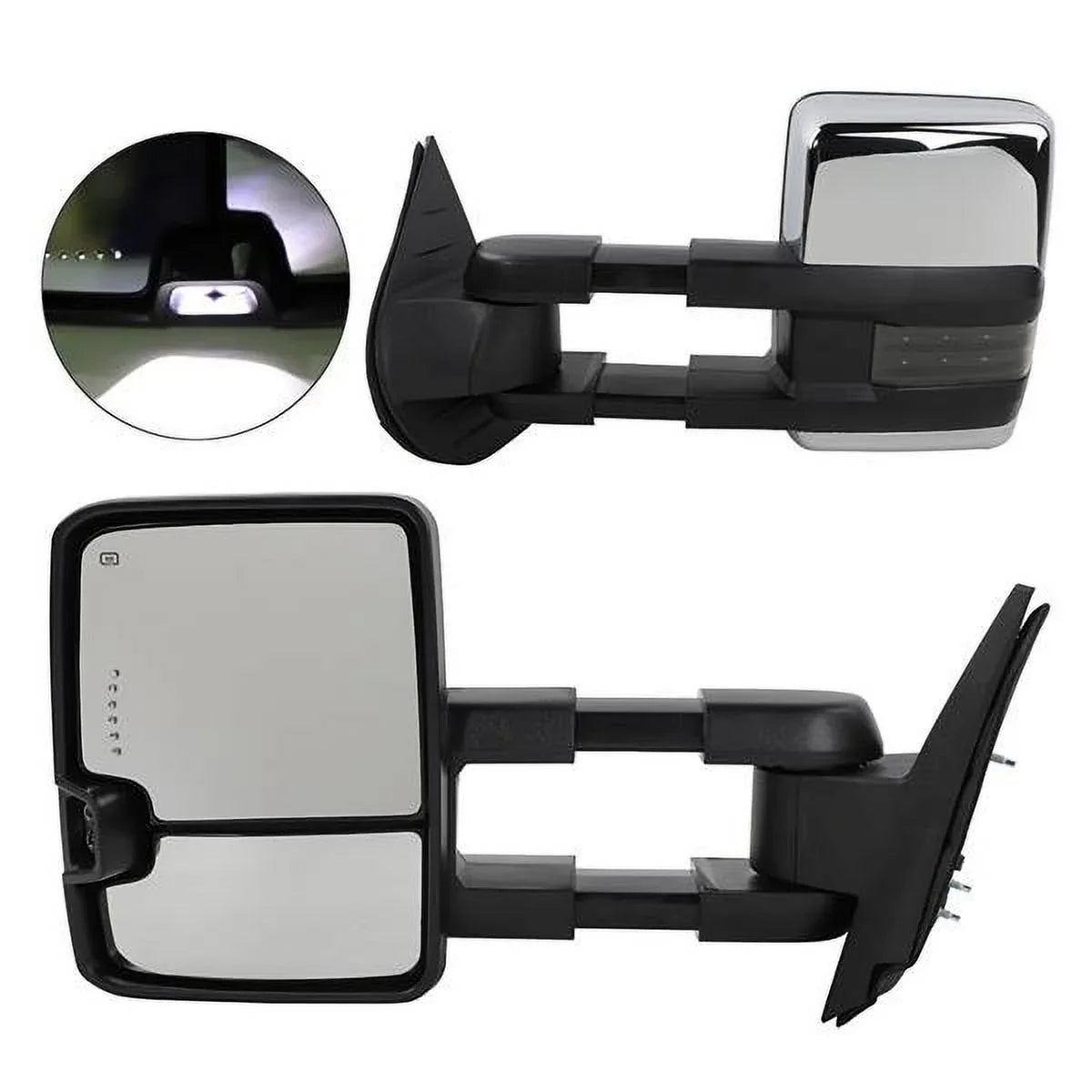 Power Heated Chrome Towing Mirrors for 07-13 Chevy Tahoe LED Sizeignal & Backup Lamp