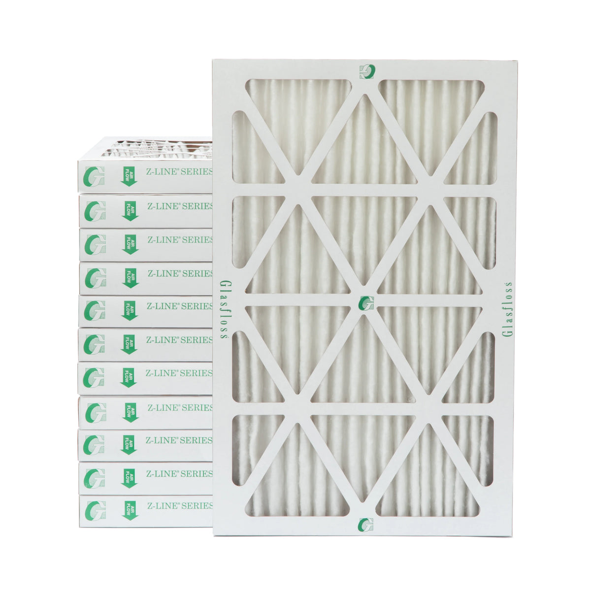 12 Pack of 16x24x2 MERV 10 Pleated 2" Inch Air Filters by Glasfloss. Actual Sizeize: 15-1/2 x 23-1/2 x 1-3/4