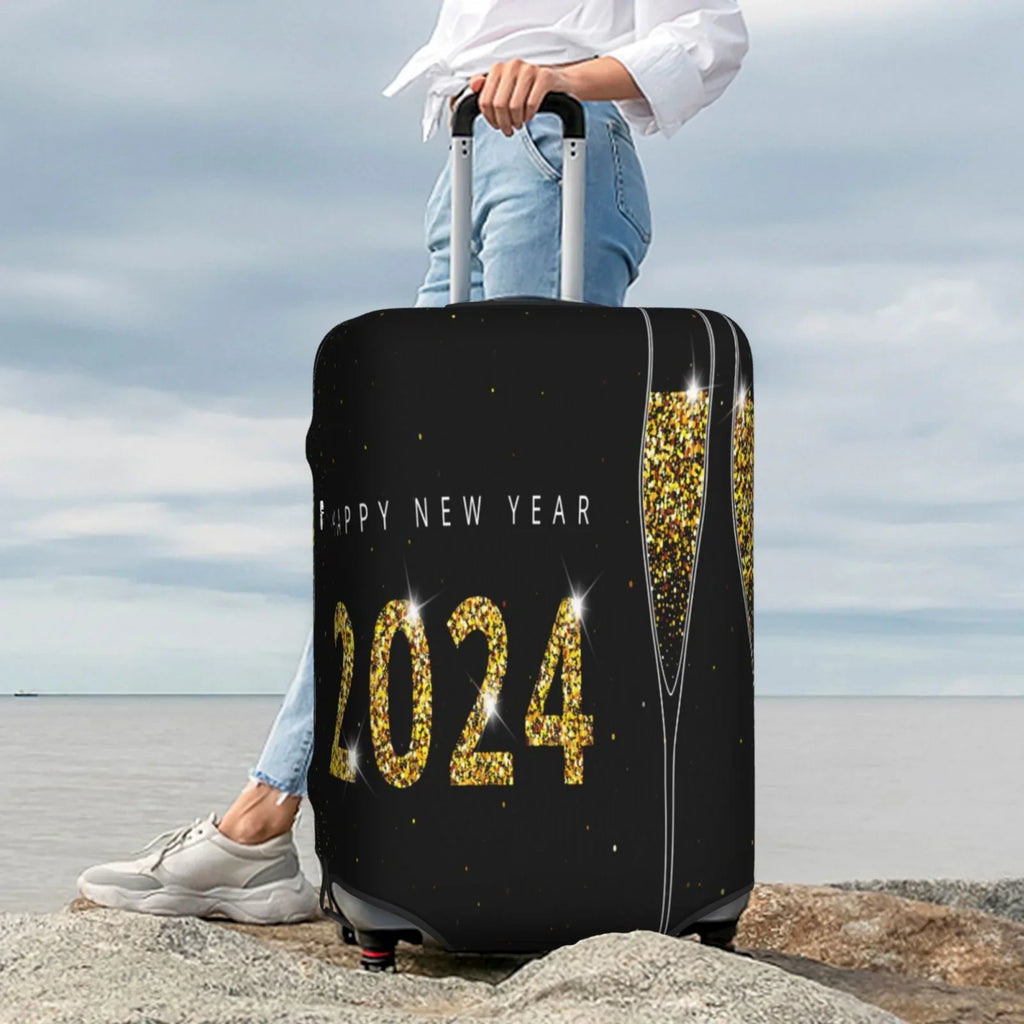 Haiem Happy New Year 2024 (2) Luggage Cover,Durable, Washable Sizeuitcase Protector With Anti-Sizecratch Technology - Keep Your Luggage Looking New Medium