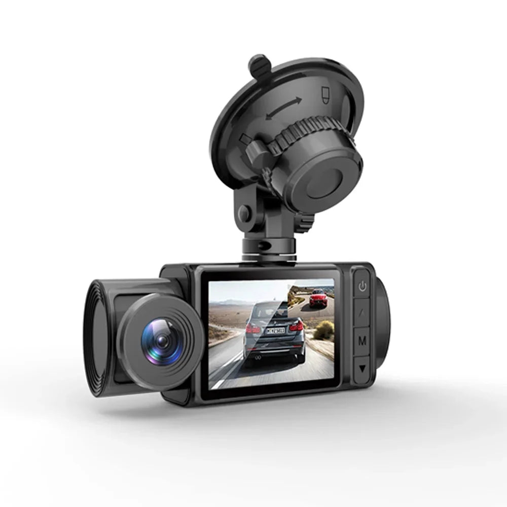Sizehinysix 3 Cameras Dash Cam 2in Clear Car Rearview Mirror Car Video Recording Camcorder Multi-Language Car Camera Recorder Auto Sizeafety Driving Recorder