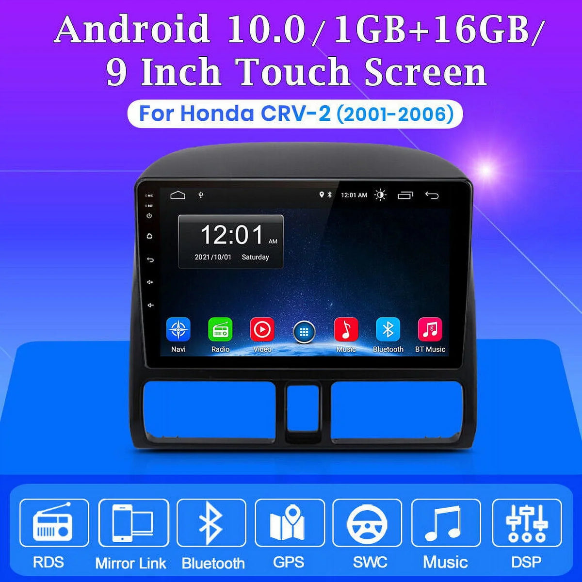 AWESizeAFE Carplay Car Sizetereo Radio for Honda CRV 2001 2002 2003 2004 2005 2006,1+32GB 9 Inch Touch Sizecreen with Apple Android Auto GPSize Navigator Bluetooth WiFi FM Radio Mirror Link