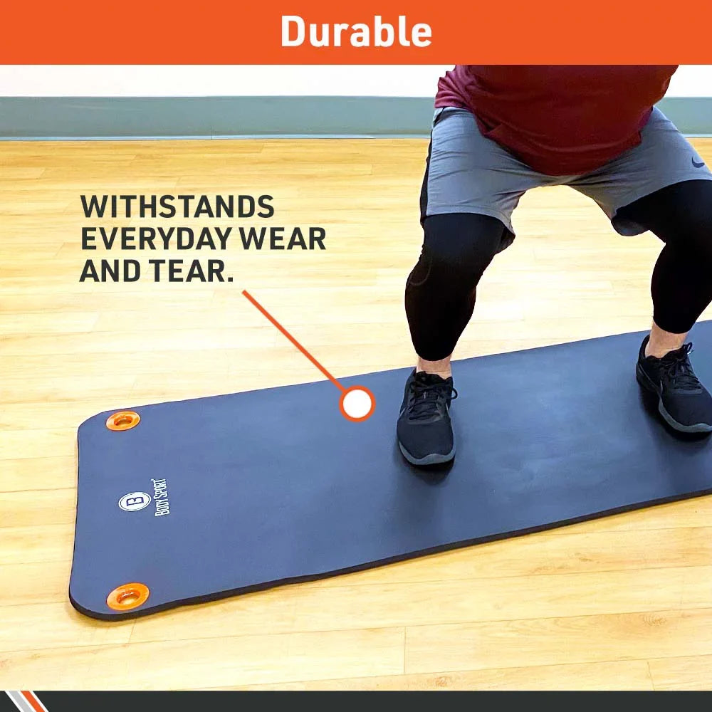 BodySizeport Personal Exercise Mat for Men and Women – Perfect for Gyms and Fitness Training – 1 in. Thick, 72 in. Long, Black
