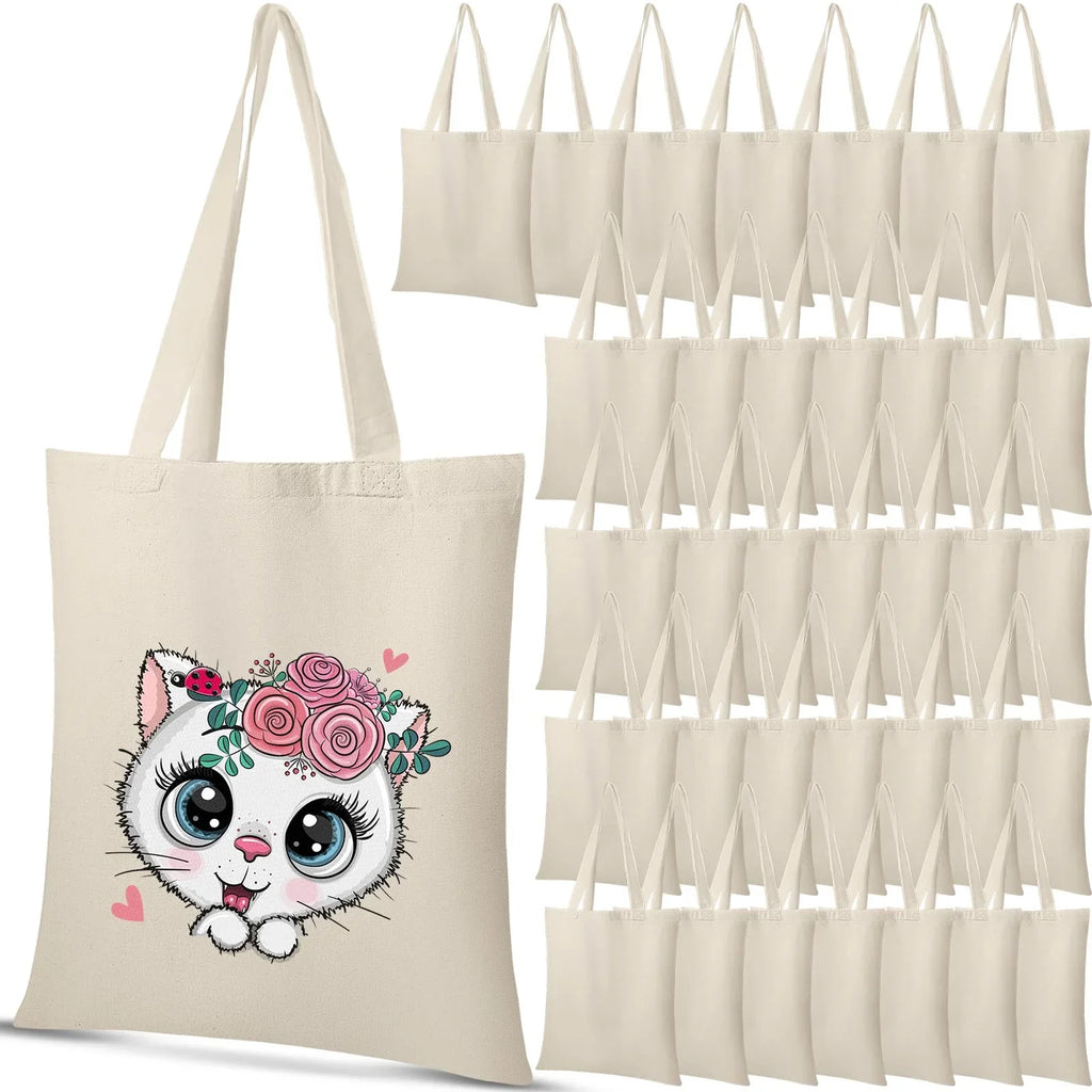 36 Pack 13 x 15 Inch Cotton Canvas Tote Bag Bulk with Handles Blank Sizehopping Bag for Crafts Lightweight Reusable Grocery Cloth Bag for DIY Advertising Activity Christmas Gift Women