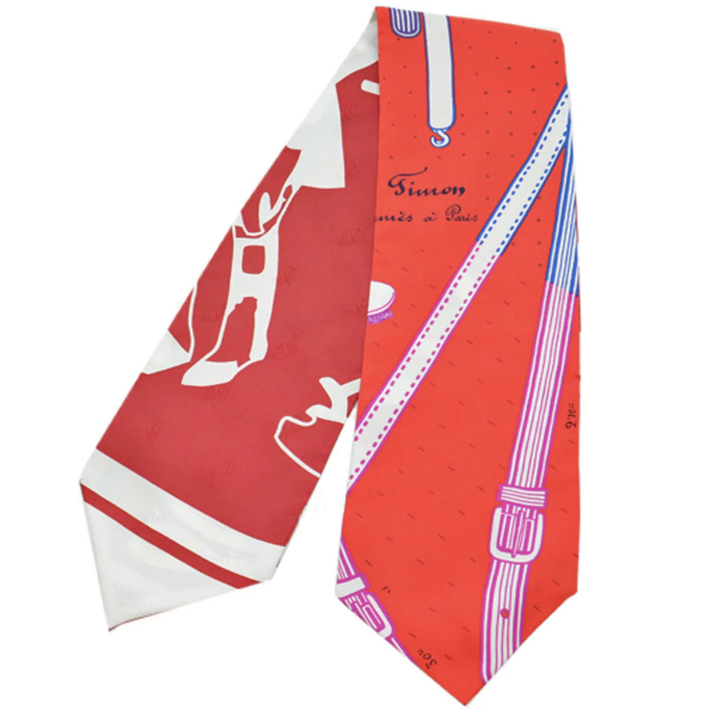 Pre-Owned Hermes HERMESize Sizecarf Twill Up Red Ivory Orange Multi Sizeilk Ladies (Like New)