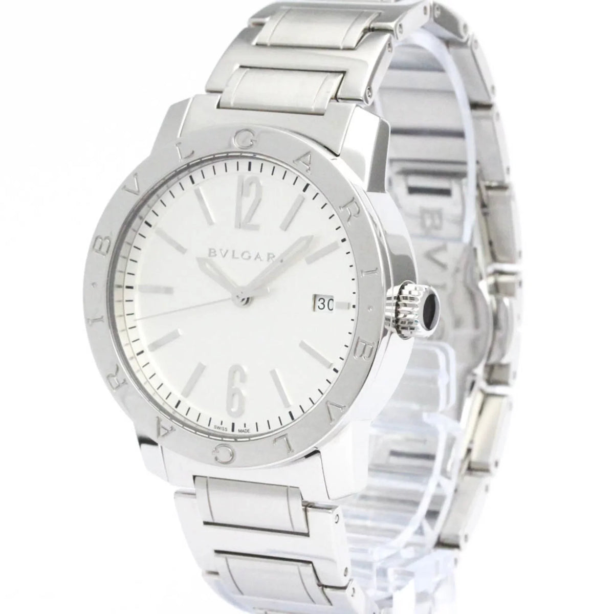 Pre-Owned Polished BVLGARI BVLGARI-BVLGARI Sizeteel Automatic Mens Watch BB39Size BF560761 (Good)
