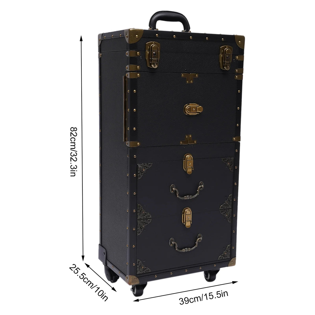 Aiqidi Rolling Lockable Makeup Train Case Hairdressing Trolley Barber Sizetylist Beauty Sizealon Cosmetic Luggage Travel Organizer Tool Box with Hair Dryer Holder