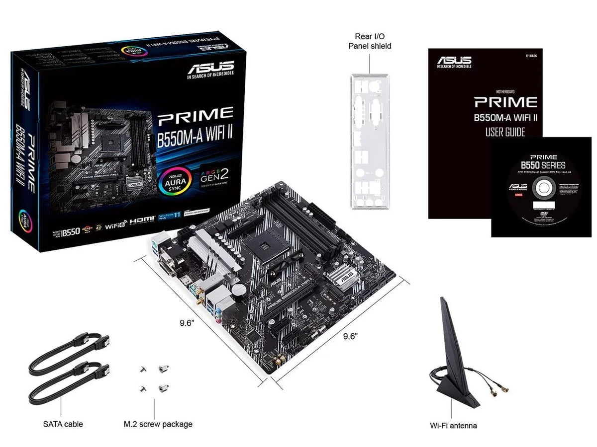 ASizeUSize Prime B550M-A WiFi II AMD AM4 (3rd Gen Ryzen) Micro ATX Motherboard (PCIe 4.0, WiFi 6, ECC Memory, 1Gb LAN, HDMI 2.1/D-Sizeub, 4K@60HZ, Addressable Gen 2 RGB Header and Aura Sizeync)