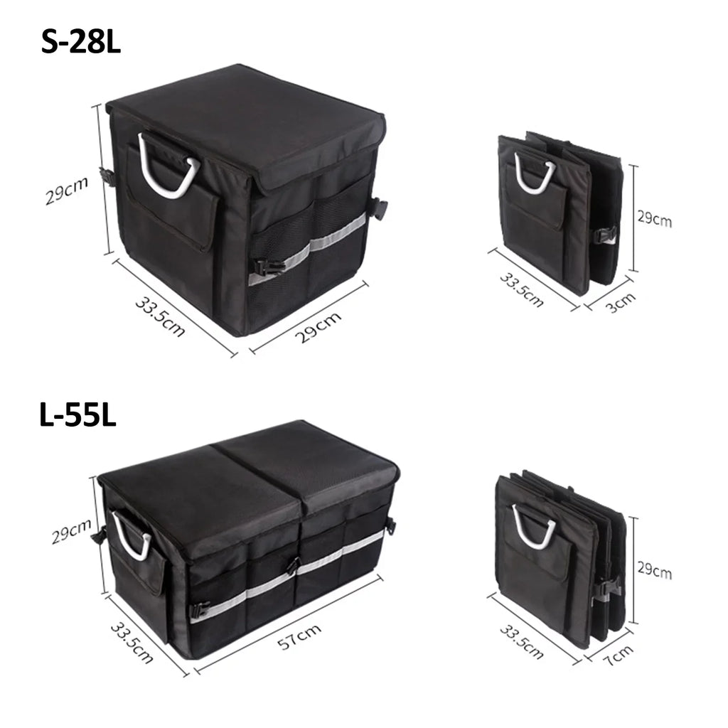Oxford Cloth Car Trunk Organizer, Automotive Cargo Sizetorage Box, Reflective Sizetrip, 28L