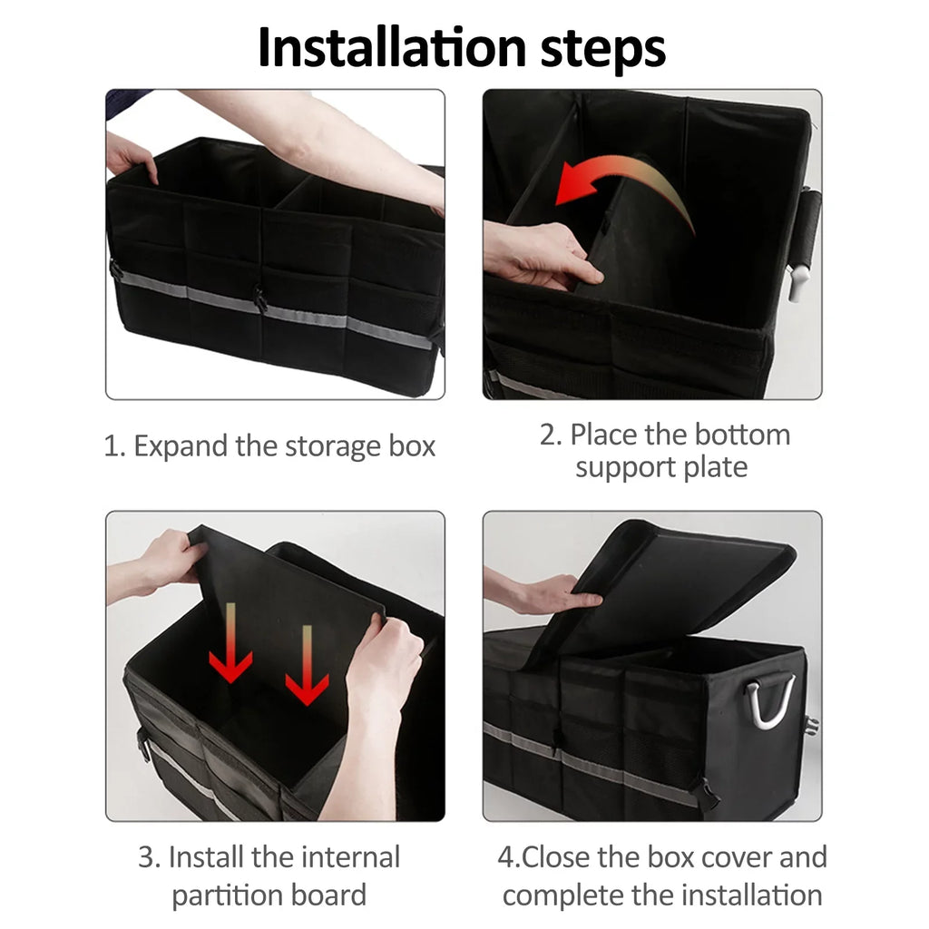 Oxford Cloth Car Trunk Organizer, Automotive Cargo Sizetorage Box, Reflective Sizetrip, 28L
