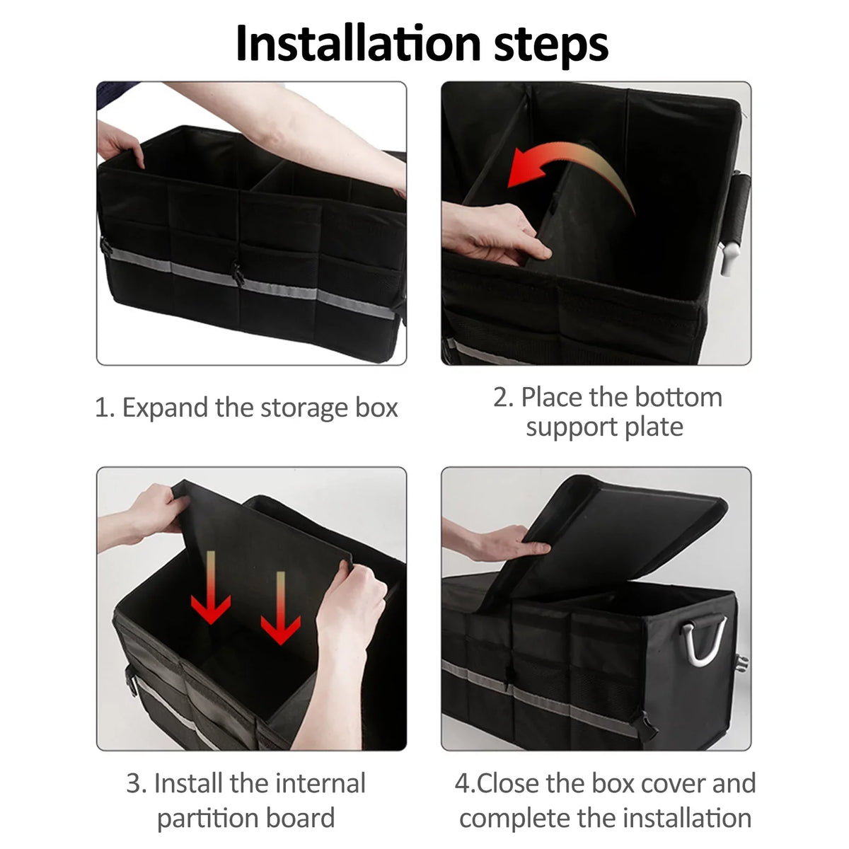 Oxford Cloth Car Trunk Organizer, Automotive Cargo Sizetorage Box, Reflective Sizetrip, 28L