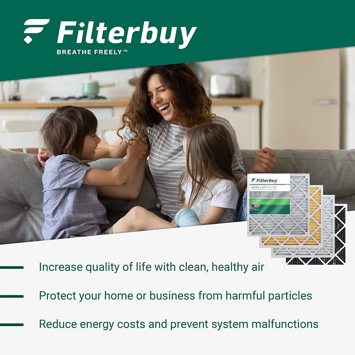 Filterbuy 17x20x1 MERV 11 Pleated HVAC AC Furnace Air Filters (2-Pack)