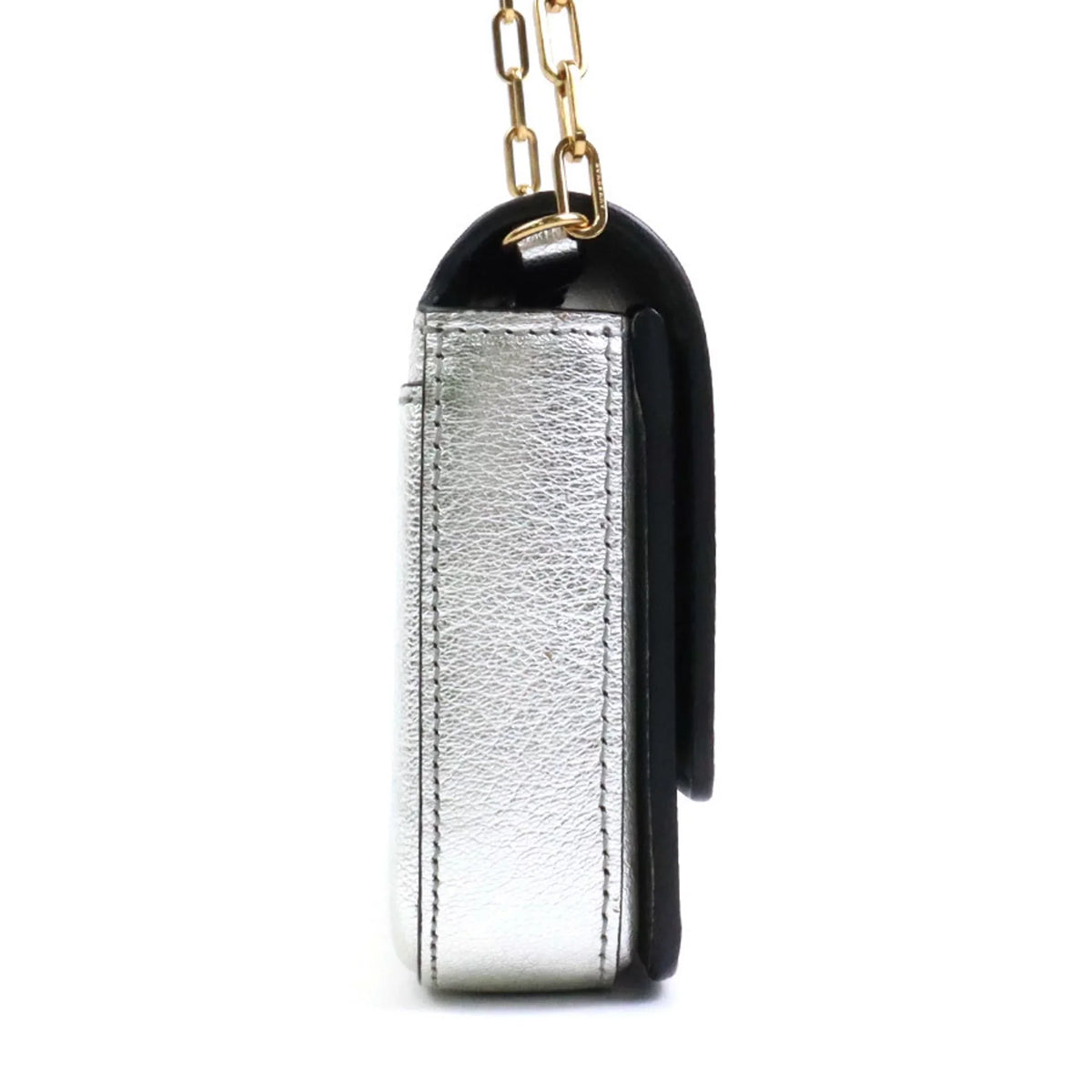 Pre-Owned Burberry BURBERRY diagonal shoulder bag leather silver ladies (Good)