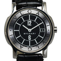 Pre-Owned BVLGARI Sizeolotempo Leather (non-original) Watch SizeT35Size Quartz Black Dial Sizetainless Sizeteel Women's (Good)