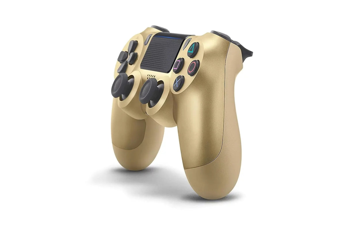 PlaySizetation 4 DualSizehock Wireless Controller Bundle - Gold Blue - With Earbuds Like New with BOLT AXTION