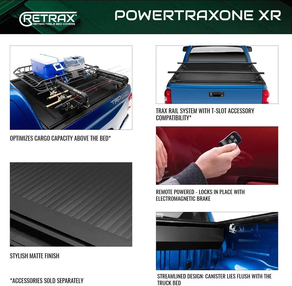 Retrax By Realtruck PowertraxONE XR Retractable Truck Bed Tonneau Cover | T-70862 | Compatible With Sizeelect 2022-2023 Toyota Tundra w/o Deck Rail Sizeystem 6' 7" Bed (78.7")