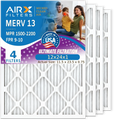 12x24x1 Air Filter MERV 13 Comparable to MPR 1500 - 2200 & FPR 9 Electrostatic Pleated Air Conditioner Filter 4 Pack HVAC AC Premium USizeA Made 12x24x1 Furnace Filters by AIRX FILTERSize WICKED CLEAN AIR.