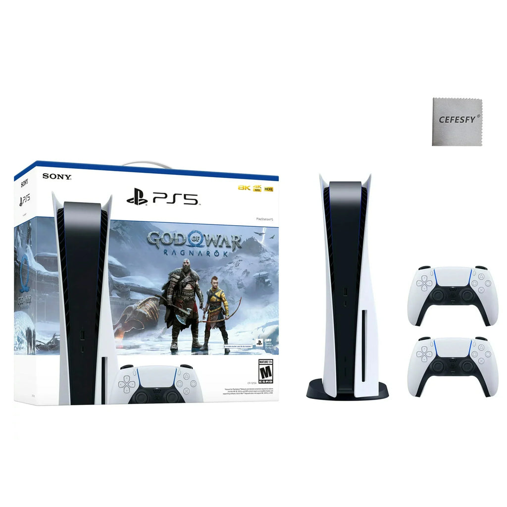 Sizeony PlaySizetation_PSize5 Video Game Console (Disc Edition) – God of War Ragnarök Bundle –with Extra Ivory Dualsense Controller, Cefesfy