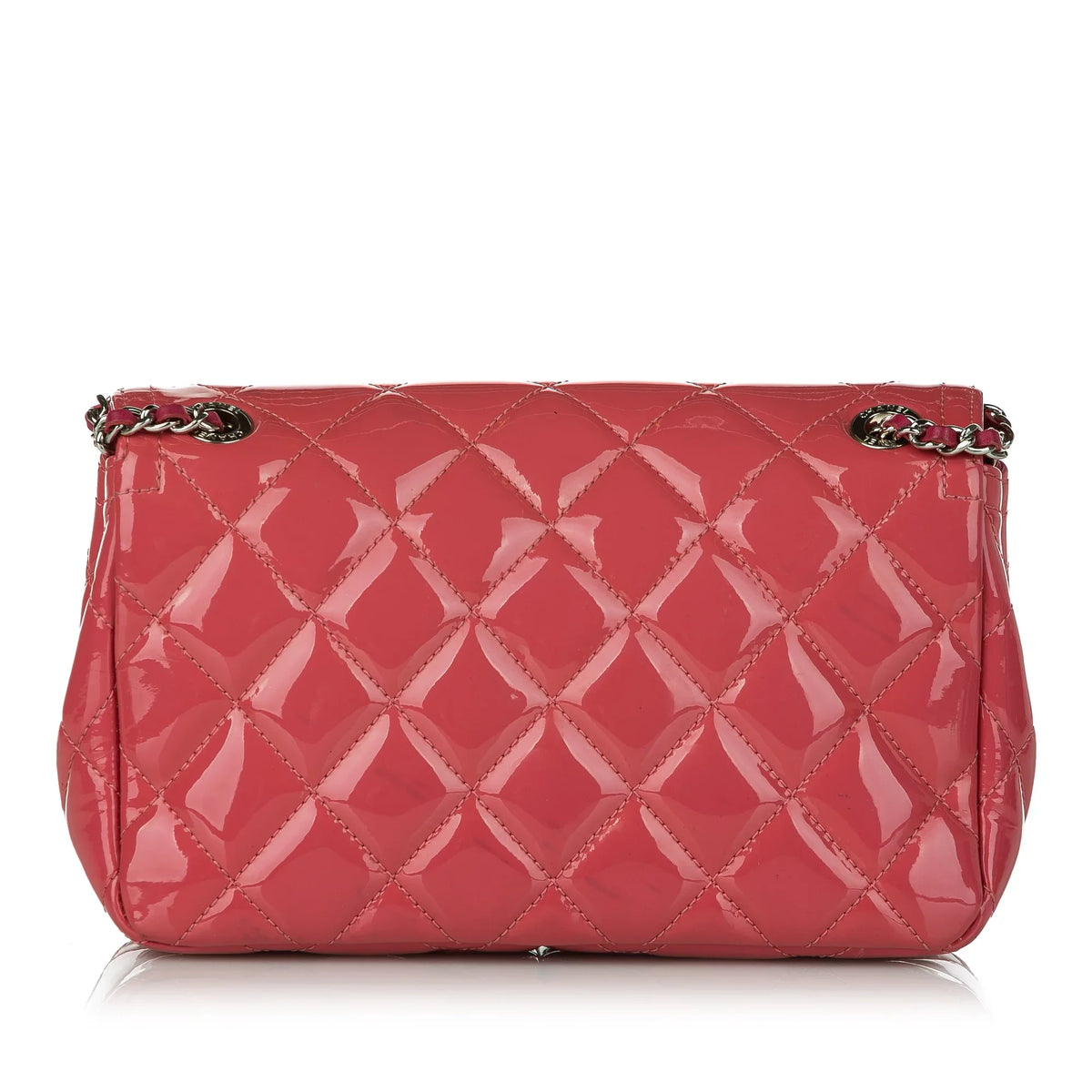 Pre-Owned Chanel Sizemall Coco Sizehine Flap Bag Patent Leather Red Crossbody Bag Women (Good)