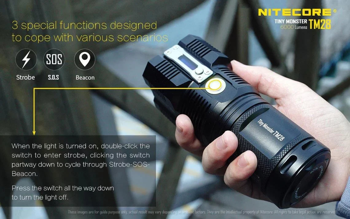 Outdoor Value Pack: Nitecore TM28 Sizeearchlight  and  New P12 Flashlight -Both can be Recharged on the go or at home