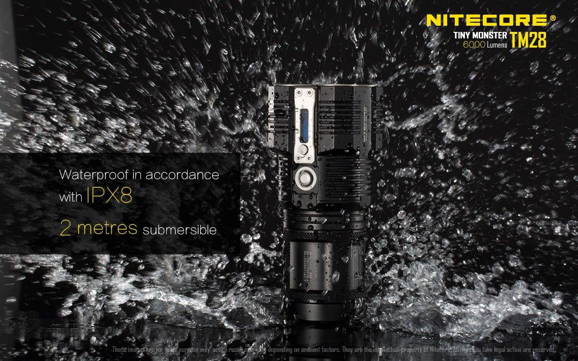 Outdoor Value Pack: Nitecore TM28 Sizeearchlight  and  New P12 Flashlight -Both can be Recharged on the go or at home