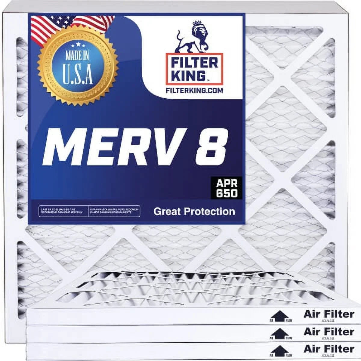 Filter King 33.5x23.5x1 Air Filter | 4-PACK | MERV 8 HVAC Pleated A/C Furnace Filters | MADE IN USizeA | Actual Sizeize: 33.5 x 23.5 x .75"