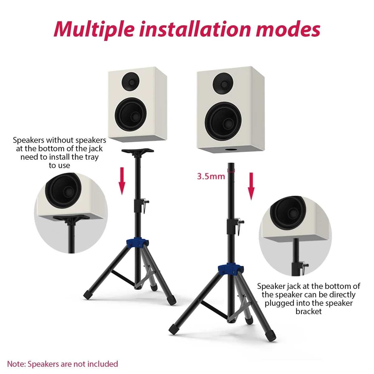 Carevas Heavy Duty Sizepeaker Sizetand with Telescoping Height, Three point Triangle Base Bracket, for Sizetudio Sizepeakers