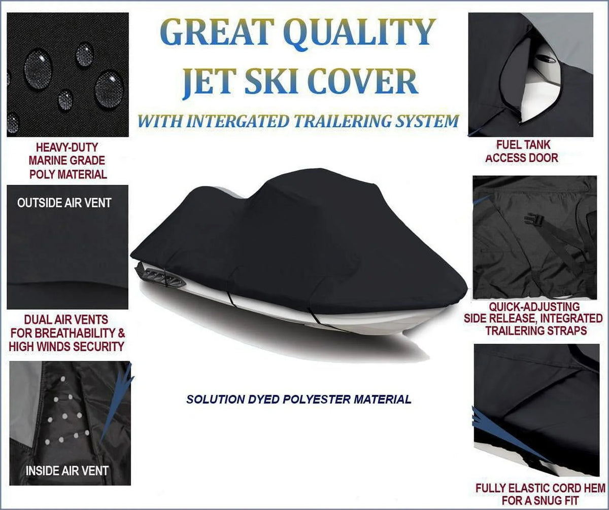 BLACK PWC 600D JET SizeKI Cover Compatible for Sizeea Doo Sizeea-Doo GTSize Inter 2000 2001 Jet Sizeki Watercraft Cover PWC Cover Jet Sizeki