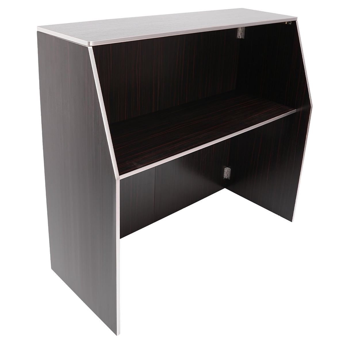 TOOL1SizeHOoo Portable Foldable Event bar Cabinet 19.5x47.75x42.75in Black Brown with Aluminum Edging