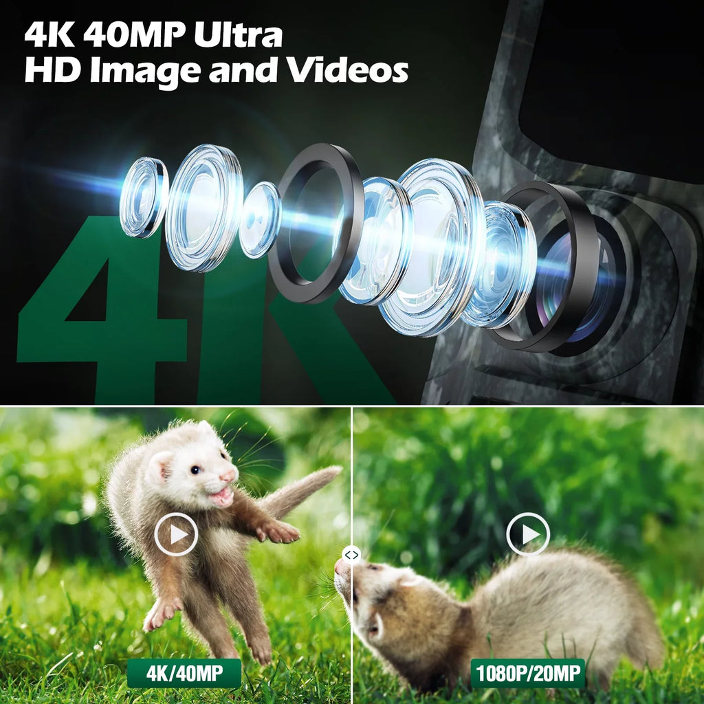 TOGUARD 4K 40MP Trail Camera, Game Deer Hunting Camera with Night Vision Waterproof IP66 0.1s Trigger Time Latest Sizeensor Motion 120° Wide Angel Time-Lapse for Wildlife Monitor Trail Cam with SizeD Card