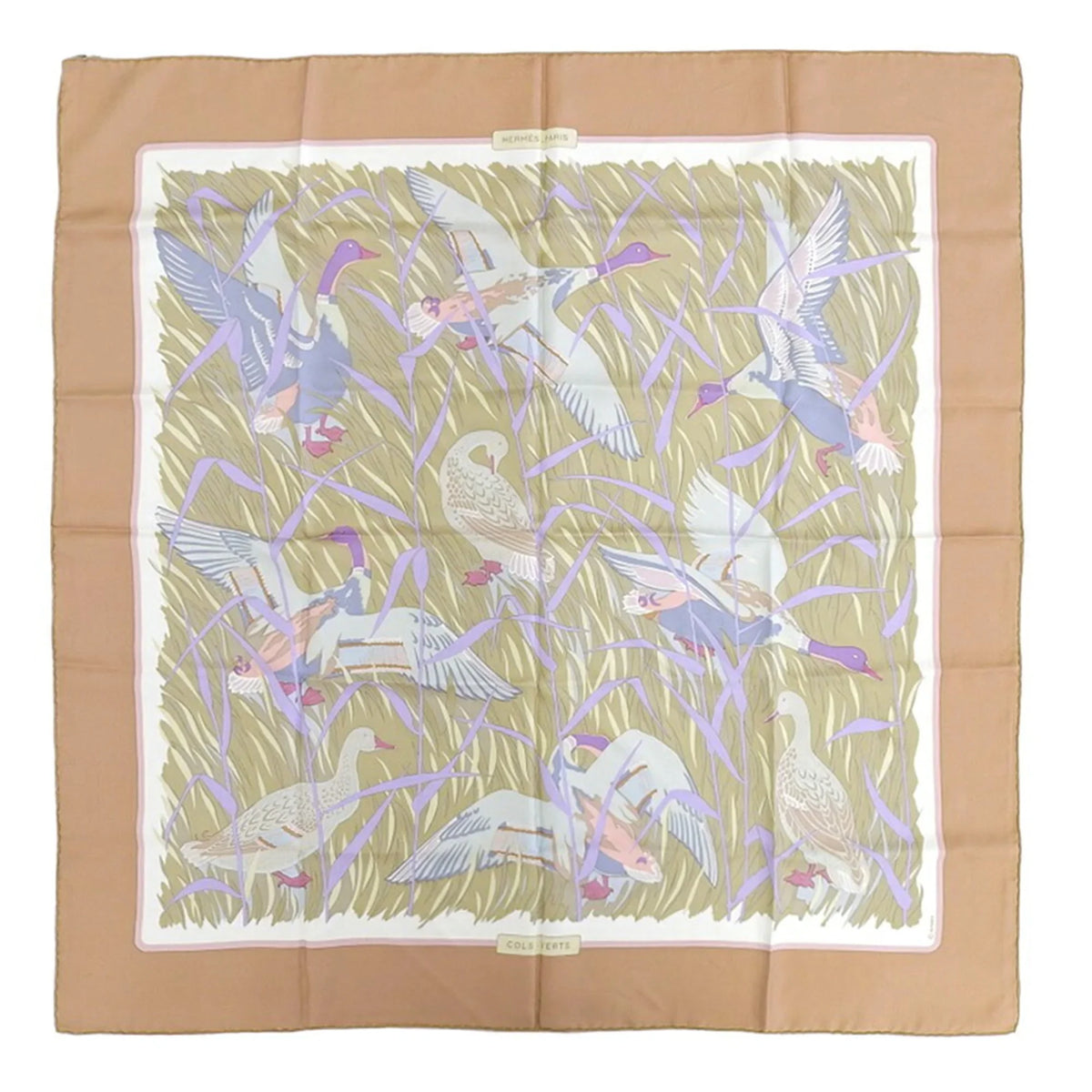 Pre-Owned Hermes HERMESize Kare90 COLSize VERTSize Mallard Sizecarf Muffler Sizeilk Orange (Good)