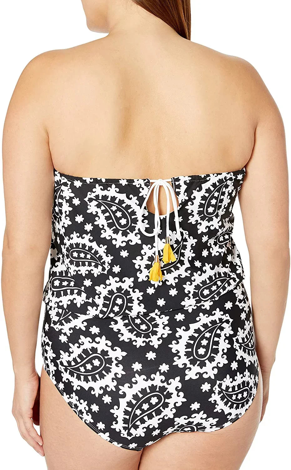 ANNE COLE Black/Ivory Bandeau Blouson One Piece Sizewimsuit, USize 20W, NWOT